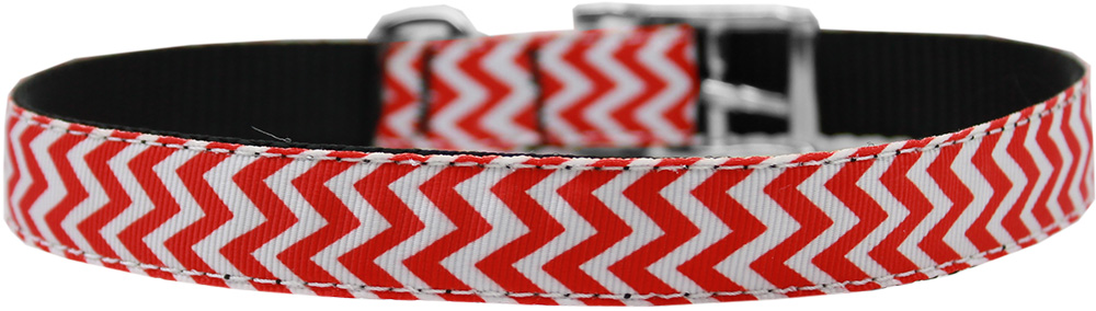Chevrons Nylon Dog Collar with classic buckle 3/4" Red Size 12